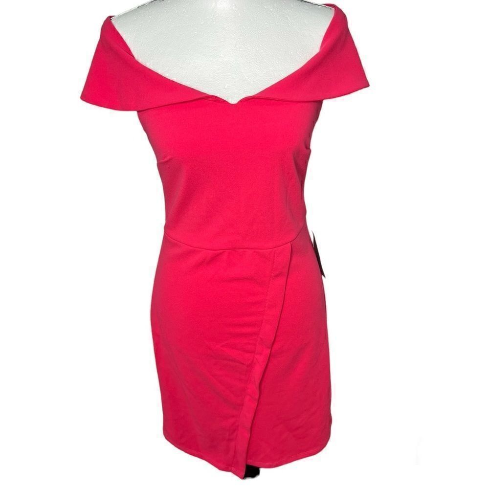 New! The Vanity Room Off the Shoulder Bodycon Barbiecore Pink Midi Dress Sz S